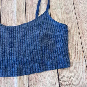 Aerie Womens Blue Ribbed Marled Crop Top Adjustable Straps Size S/P thumbnail 2