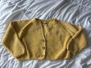 Sadie & Sage Yellow Chunky Knit Button Cardigan Sweater | Small | Cottagecore thumbnail 2