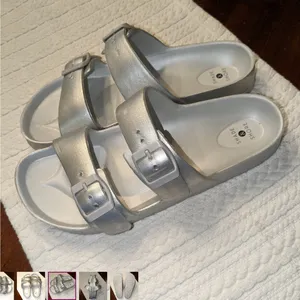 Shade & Shore Silver Slide Sandals Adjustable straps 8 Ladies new thumbnail 3