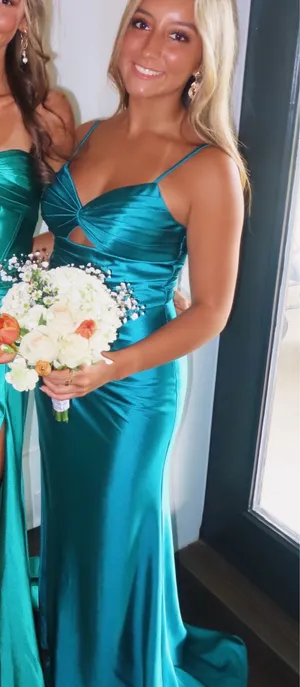 teal prom dress Blue Size 4 thumbnail 3