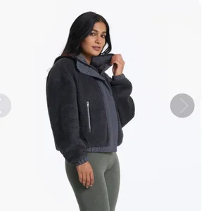 Vuori | Women's Alpine W Cozy Black Full Zip Fleece Funnel Sherpa Jacket, XL thumbnail 2