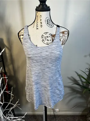 X90. Crz Yoga- Light Gray Strappy Women's Tank Top thumbnail 2