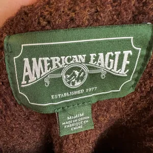 American Eagle Sweater Wool Blend Y2K 2000s Chunky Preppy‎ Brown Medium thumbnail 3