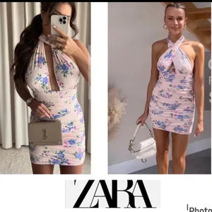 ZARA Pink Floral Halter Mini Dress thumbnail 2