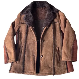 Vtg 1970s Penny Lane Suede Shearling Coat Boho Sherpa Trim Rancher Jacket M/L thumbnail 4