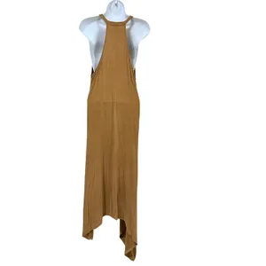34°N 118°W Womens Camel Brown Deep V-Neck Handkerchief Hem Maxi Dress Size S thumbnail 2