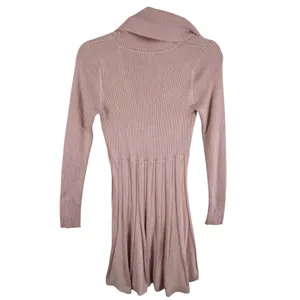 Calvin Klein Womens Blush Pink Cowl Neck Ribbed Pleated Sweater Dress Small thumbnail 3