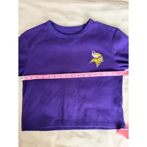 New Era NFL Minnesota Vikings Purple Waffle Knit Cropped Sweatshirt Womens S thumbnail 7