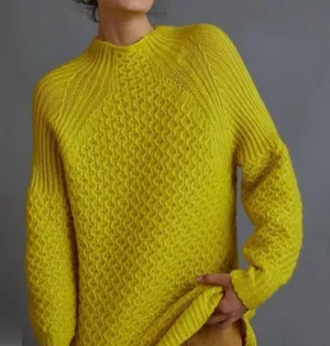Anthropologie Bia Alpaca Blend Mockneck Sweater Size Small Yellow thumbnail 1