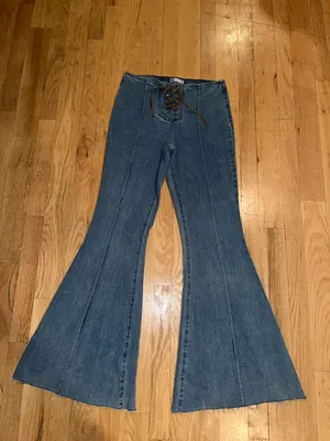 Lace-Up Denim Flare Jeans + 🆓🎁 thumbnail 3