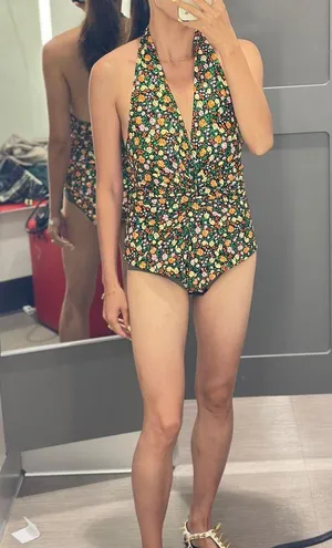 Ganni Floral Multi Color halter neck Bodysuit Top/size thumbnail 5