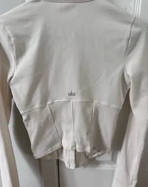 ALO Yoga White Long-Sleeve Corset Zip Front Jacket thumbnail 12
