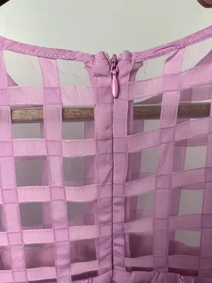 English factory Gridded Puff Sleeve Dress in lilac size small thumbnail 8