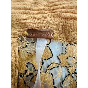 Free People Yellow Tell‎ Tell Secret Origins Eyelash Lace Tunic Dress Size XS thumbnail 10