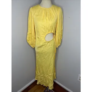 New Farm Rio Yellow Cutout Piped Ring Midi Dress Small thumbnail 2