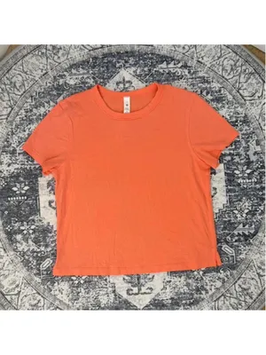 Lululemon Classic-Fit Cotton-Blend T-Shirt Sunny Coral - Size 2 thumbnail 3