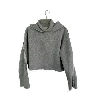 Alo Yoga Effortless Gray Cropped Hoodie heathered grey size small thumbnail 4