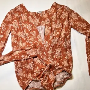 Intimately Free People Brown Floral Bodysuit Women Size‎ S thumbnail 5