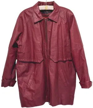 Vintage Y2K Phase Two Leather Jacket Coat 2X Red Trench Grunge Retro 90s Biker thumbnail 1