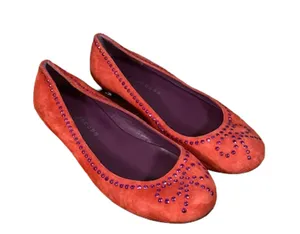 Marc Jacobs Suede Red & Purple Beaded Bow Detail Flats Shoes Women Sz 36 thumbnail 1
