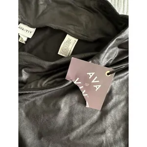 Ava & Viv Women's Plus Bike Shorts Black High Rise Liquid Shine Sharkskin 2X thumbnail 5