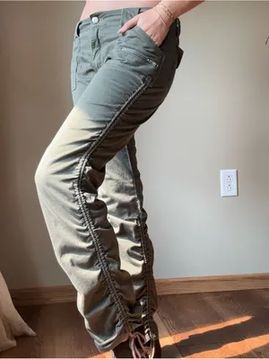 Rave Green Ruched Cargo Pants Size 6 thumbnail 6