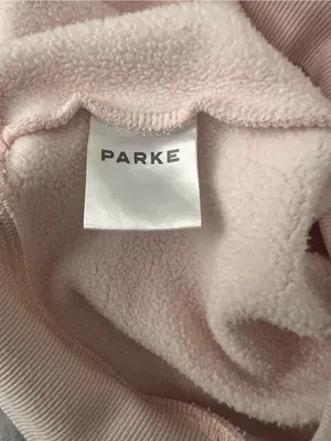 Parke Heart Varsity Mockneck Sweatshirt In Peony And Denim Size S/M thumbnail 5