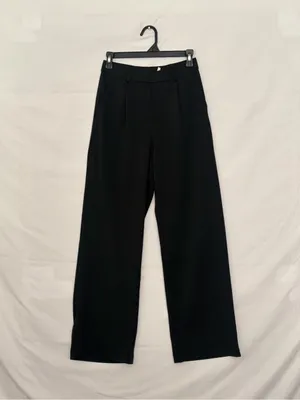Halara High Waisted Wide Leg Dress Pants Black Pleated Pull On Trousers(A921) thumbnail 2
