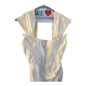 House of CB Lulu Ivory Asymmetric Drape Midi Corset Dress size medium thumbnail 2