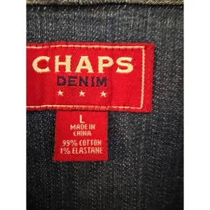 Chaps Denim Vest Womens L Blue Jean Button Front Cinch Back Stretch Medium Wash thumbnail 2