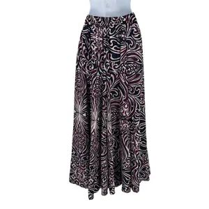 Moon Orchid Boho Maxi Skirt Sz L Cottagecore Festival Abstract Artsy Coastal thumbnail 7