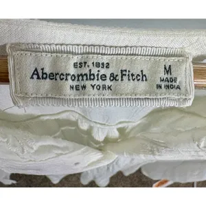 Abercrombie & Fitch Cream Ivory Floral Embroidered Boho Peasant Blouse Top Sz M thumbnail 4