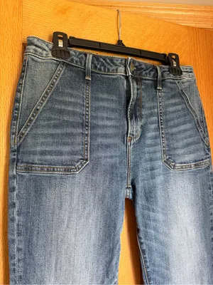 Driftwood Farrah Patch Pocket Flare Bell Bottom Jeans Raw Hem Blue Size 30 thumbnail 2