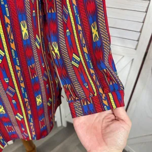 Amanda Uprichard Aztec Native Print Silk Tunic Blouse‎ Red Small thumbnail 7