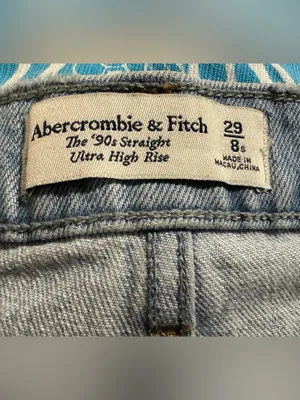 Abercrombie & fitch the 90s straight ultra high rise size 8/29 light wash thumbnail 8