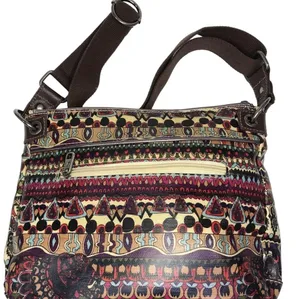 Boho artist circle tribal shoulder crossbody strap multi pocket zipper purse thumbnail 2