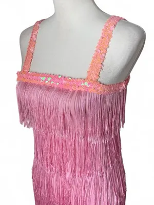 Pink Fringe Flapper Dress thumbnail 3