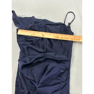 Lulus Navy Blue Satin One Shoulder High Low Ruched Formal Maxi Dress Small thumbnail 5