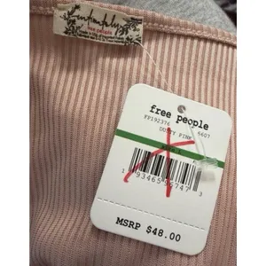 Free People Intimately $48 NWT Charli Pink Ribbed Bell Sleeve V-Neck Bodysuit L thumbnail 6