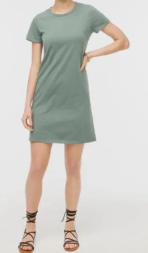 J. Crew Factory Women’s Size Medium Short Sleeve T-Shirt Dress Green Crewneck thumbnail 1
