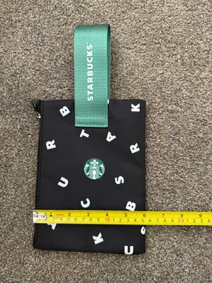 Starbucks Black Pouch with Green Logo Strap and White Lettering thumbnail 2