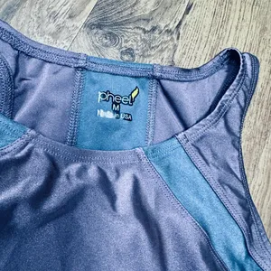 Pheel Athleta Vintage Yoga Tank Top Y2K USA Colorblock Purple Blue Active crop M thumbnail 2