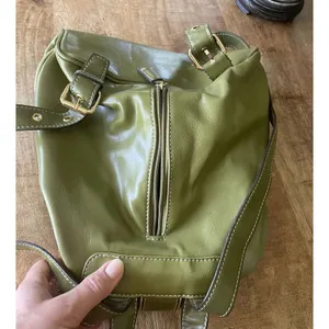 Backpack Mini Women’s Green Simulated Leather Gold Fittings Great Condition thumbnail 11