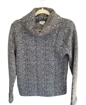 J crew navy and white plaid turtleneck size medium thumbnail 1