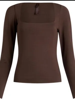 Skims (G23) Smooth layers Square neck Long Sleeve Shirt | Color Espresso| Size S thumbnail 3