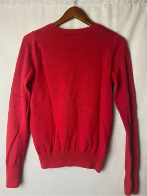 Hollister Red Preppy Cozy Academia Crewneck Knit Campus Sweater Fall Logo M thumbnail 4
