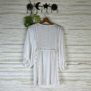 Free People White Boho Embroidered Eyelet Tunic thumbnail 7