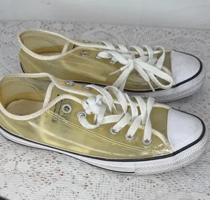 Converse plastic yellow clear low top all star shoes sneakers sz 7 thumbnail 1