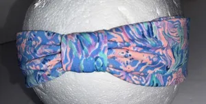Lilly Pulitzer Twist Wrap Headband Chick Magnet Blue Floral Print Hair Accessory thumbnail 1