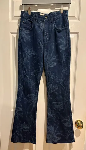 Pilcro high waist flared leg floral print blue jeans sz 29 thumbnail 1